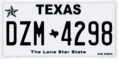 TX license plate DZM4298