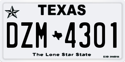 TX license plate DZM4301