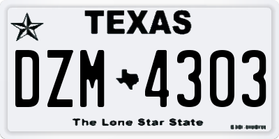 TX license plate DZM4303