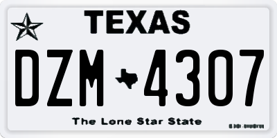 TX license plate DZM4307