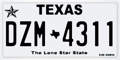 TX license plate DZM4311