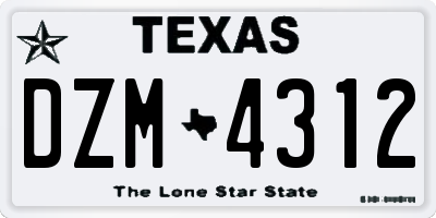 TX license plate DZM4312
