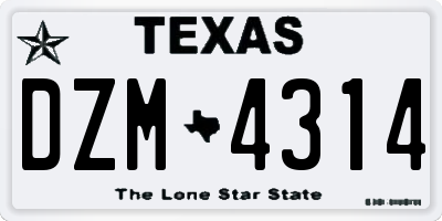 TX license plate DZM4314