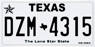 TX license plate DZM4315