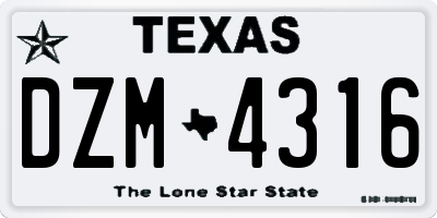 TX license plate DZM4316