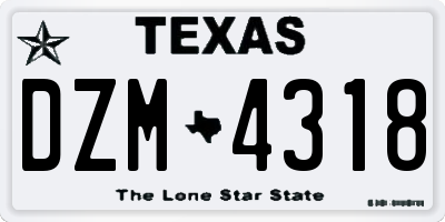 TX license plate DZM4318