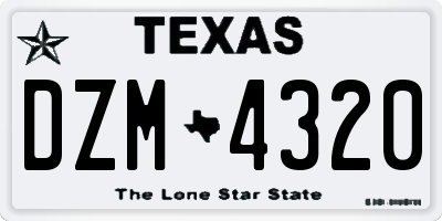 TX license plate DZM4320