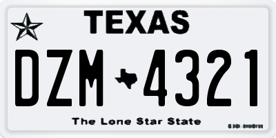TX license plate DZM4321