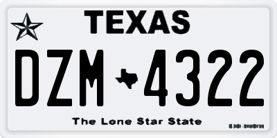 TX license plate DZM4322