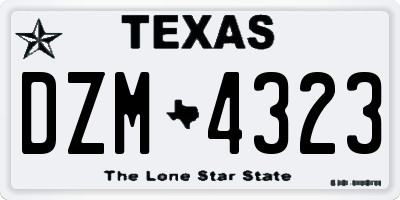 TX license plate DZM4323