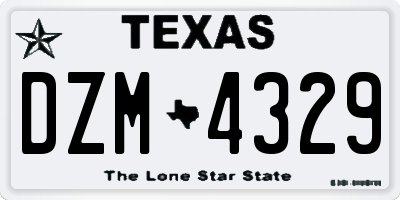 TX license plate DZM4329