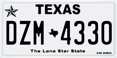 TX license plate DZM4330