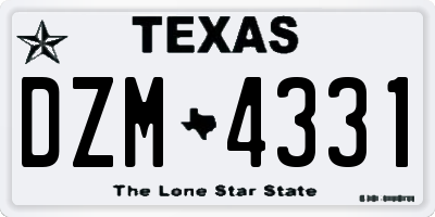 TX license plate DZM4331