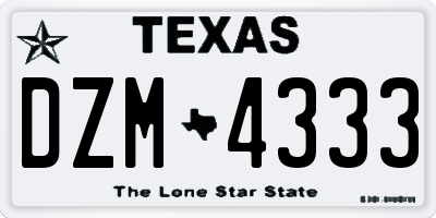 TX license plate DZM4333