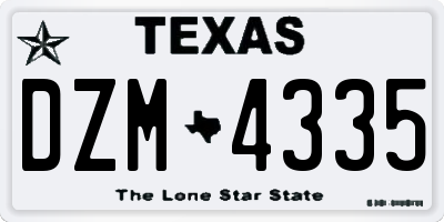 TX license plate DZM4335