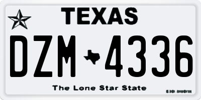 TX license plate DZM4336