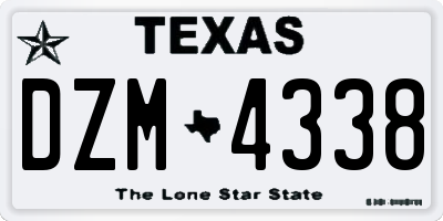 TX license plate DZM4338