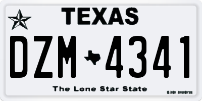 TX license plate DZM4341