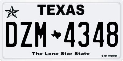 TX license plate DZM4348