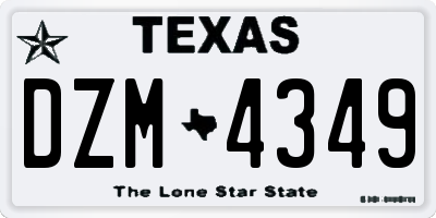 TX license plate DZM4349
