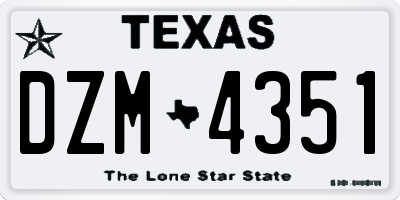 TX license plate DZM4351