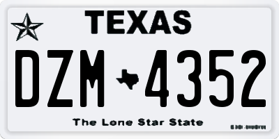 TX license plate DZM4352