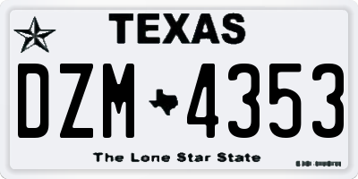 TX license plate DZM4353