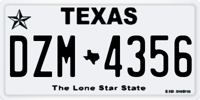 TX license plate DZM4356