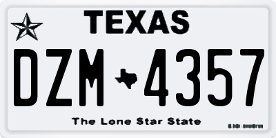 TX license plate DZM4357