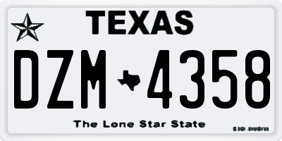 TX license plate DZM4358