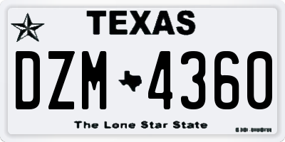 TX license plate DZM4360