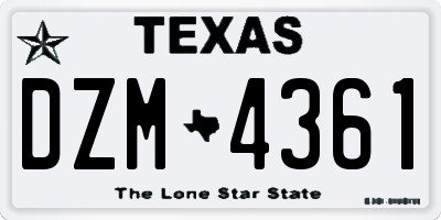 TX license plate DZM4361