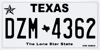 TX license plate DZM4362
