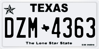 TX license plate DZM4363