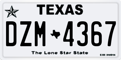 TX license plate DZM4367