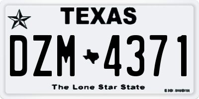 TX license plate DZM4371