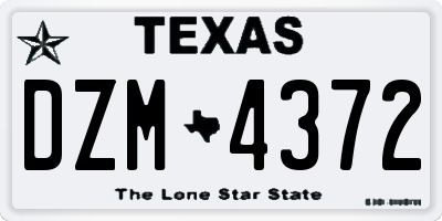 TX license plate DZM4372