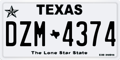 TX license plate DZM4374