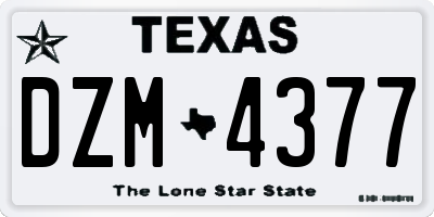 TX license plate DZM4377
