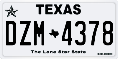 TX license plate DZM4378