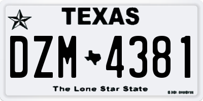 TX license plate DZM4381