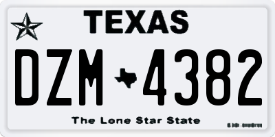 TX license plate DZM4382