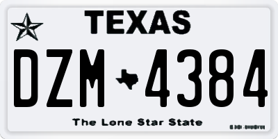 TX license plate DZM4384