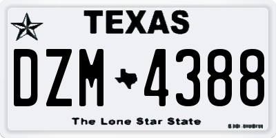 TX license plate DZM4388