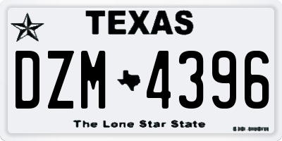 TX license plate DZM4396