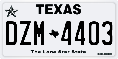 TX license plate DZM4403