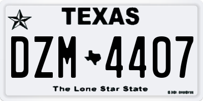 TX license plate DZM4407