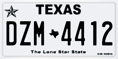 TX license plate DZM4412