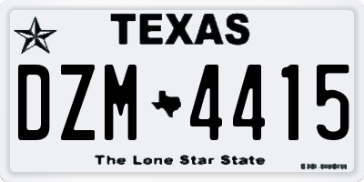 TX license plate DZM4415