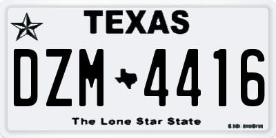 TX license plate DZM4416